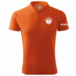 Koszulka polo męska PIELĘGNIARZ z eskulapem POMARAŃCZOWA (11)