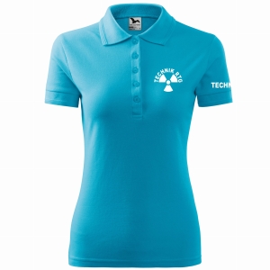 Koszulka POLO damska z nadrukiem TECHNIK RTG TURKUSOWA (44)