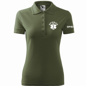 Koszulka damska POLO OPIEKUN z eskulapem KHAKI (09)