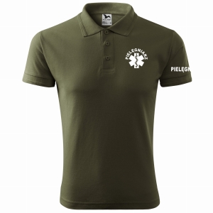Koszulka polo męska PIELĘGNIARZ z eskulapem MILITARNA (69)