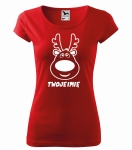 Koszulka ŚWIĄTECZNA damska RENIFER + imię