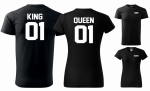 KING 01 QUEEN 01 Koszulki dla Par  NADRUK PRZÓD I TYŁ 