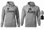 KING QUEEN Bluzy dla Par z kapturem prezent na walentynki