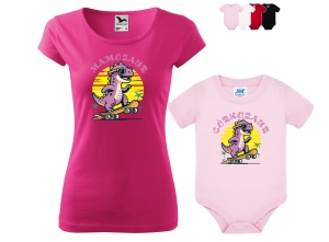 Zestaw koszulka + body dla Mamy i Córki MAMOZAUR CÓRKOZAUR W OKULARACH (dtf) 