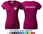 Koszulka damska V-NECK FIZJOTERAPEUTA nadruk PRZÓD I TYŁ 