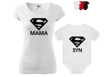 SUPER MAMA SUPER SYN Zestaw koszulka + body dla Mamy i Syna 