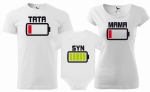 Zestaw koszulek rodzinnych na sesje wakacje 2+1  BATERIE TATA MAMA SYN