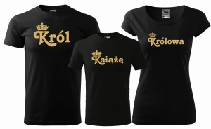 Zestaw koszulek rodzinnych na sesje wakacje 2+1  KRÓL KRÓLOWA KSIĄŻE 