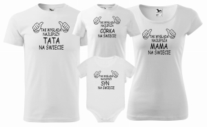 Zestaw koszulek rodzinnych na sesje wakacje 2+2 TAK WYGLĄDA NAJLEPSZY  TATA, SYN , NAJLEPSZA MAMA, CÓRKA NA ŚWIECIE