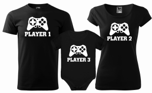 Zestaw koszulek rodzinnych na sesje wakacje 2+1 PLAYER 1 2 3 
