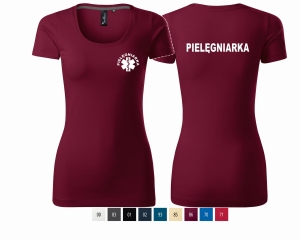 Koszulka damska ACTION PREMIUM PIELĘGNIARKA ESKULAP nadruk PRZÓD I TYŁ