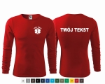 Koszulka męska z długim rękawem TWÓJ TEKST + ESKULAP nadruk PRZÓD I TYŁ 