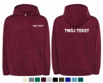 Bluza męska z kapturem kangurka TWÓJ TEKST NAPISY nadruk PRZÓD i TYŁ