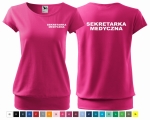 Koszulka damska CITY SEKRETARKA MEDYCZNA NAPISY nadruk PRZÓD I TYŁ 