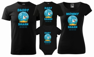 Zestaw koszulek rodzinnych na sesje wakacje 2+2 DADDY MOMMY BABY SHARK