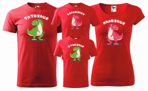 Zestaw koszulek rodzinnych na sesje wakacje 2+2 TATOZAUR MAMOZAUR SYNOZAUR CÓRKOZAUR 