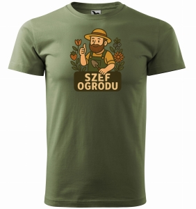 Koszulka męska SZEF OGRODU dla miłośnika Roślin, Ogrodnika, Rolnika