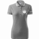 WYPRZEDAŻ 1 SZT ROZMIAR M Koszulka damska POLO URBAN FIZJOTERAPEUTA nadruk PRZÓD I RĘKAWEK  CIEMNOSZARY MELANŻ