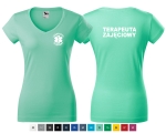 Koszulka damska V-NECK TERAPEUTA ZAJĘCIOWY nadruk PRZÓD I TYŁ