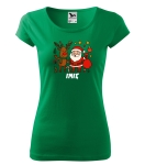 Koszulka damska świąteczna RENIFER Z MIKOŁAJEM  + TWOJE IMIĘ