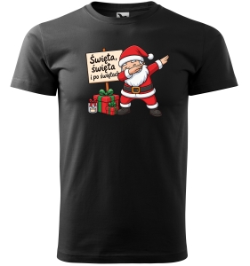 Koszulka męska świąteczna ŚWIĘTA ŚWIĘTA I PO ŚWIĘTACH z Mikołajem