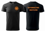 WYPRZEDAŻ 1szt. rozmiar XS Koszulka męska BASIC RATOWNICTWO MEDYCZNE nadruk PRZÓD I TYŁ - CZARNA 