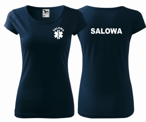 WYPRZEDAŻ 2szt. rozmiar M Koszulka damska PURE SALOWA nadruk PRZÓD I TYŁ  GRANATOWA 