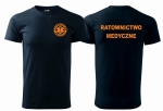 WYPRZEDAŻ 1szt. rozmiar XL Koszulka męska BASIC RATOWNICTWO MEDYCZNE nadruk PRZÓD I TYŁ - GRANATOWA