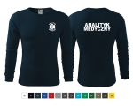 Koszulka męska z długim rękawem ANALITYK MEDYCZNY nadruk PRZÓD i TYŁ