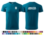 Koszulka męska BASIC (129) ANALITYK MEDYCZNY nadruk PRZÓD I TYŁ