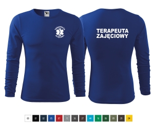 Koszulka męska z długim rękawem TERAPEUTA ZAJĘCIOWY  nadruk PRZÓD I TYŁ 