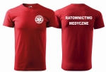 WYPRZEDAŻ 1szt. rozmiar XL Koszulka męska BASIC RATOWNICTWO MEDYCZNE nadruk PRZÓD I TYŁ  CZERWONA