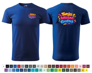 Koszulka Męska BASIC z Twoją własną GRAFIKĄ, TWOJE ZDJĘCIE, LOGO nadruk PRZÓD I TYŁ