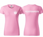 WYPRZEDAŻ 1szt.  rozmiar XXL Koszulka damska BASIC FIZJOTERAPEUTA ESKULAP nadruk PRZÓD I TYŁ - JASNY RÓŻ