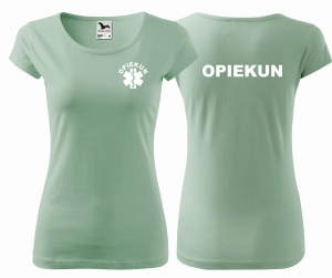WYPRZEDAŻ 1szt. rozmiar XL Koszulka damska PURE OPIEKUN nadruk PRZÓD I TYŁ - SZAŁWIA - SAGE