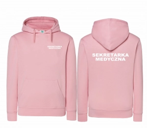 WYPRZEDAŻ 1szt. rozmiar M Bluza medyczna SEKRETARKA MEDYCZNA z kapturem KANGURKA damska JASNY RÓŻ