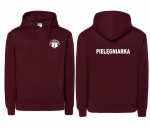 WYPRZEDAŻ 1szt. rozmiar XL Bluza damska z kapturem kangurka JHK PIELĘGNIARKA ESKULAP nadruk PRZÓD i TYŁ- BURGUND