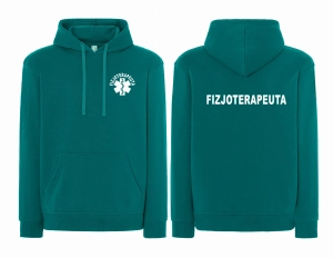 WYPRZEDAŻ 1szt. rozmiar XL Bluza męska z kapturem kangurka FIZJOTERAPEUTA nadruk PRZÓD i TYŁ - TROPIKALNA