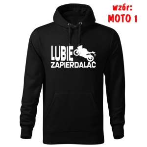 WYPRZEDAŻ 1 szt. ROZMIAR M Lubię zapierdalać Bluza z Kapturem na Motor dla Motocyklisty CZARNA 