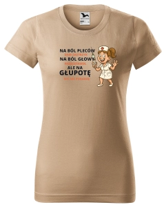 WYPRZEDAŻ 1szt ROZMIAR XXL Koszulka NA BÓL PLECÓW DAM ZASTRZYK NA BÓL GŁOWY ... dla Pielęgniarki PIASKOWA