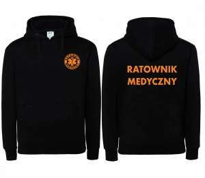 WYPRZEDAŻ 1 SZT ROZMIAR XXL Bluza męska z kapturem kangurka RATOWNIK MEDYCZNY - CZARNA